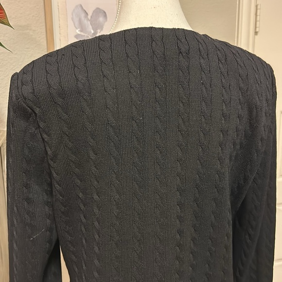 St John Collection by Marie Gray | Black Cable Knit Button Down | 8 - Picture 12 of 17